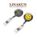 Metal Retractable ID Badges Reels with Smiley Sticker or Customized Logo (LAKRPCR-001)
